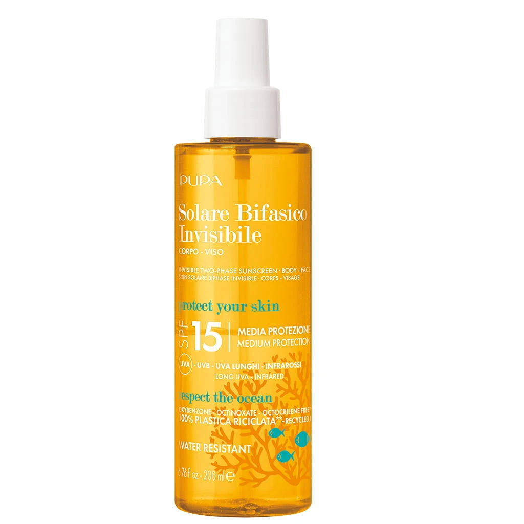 Pupa Soin Solaire Biphase Invisible Corps Visage SPF 15 200 Ml